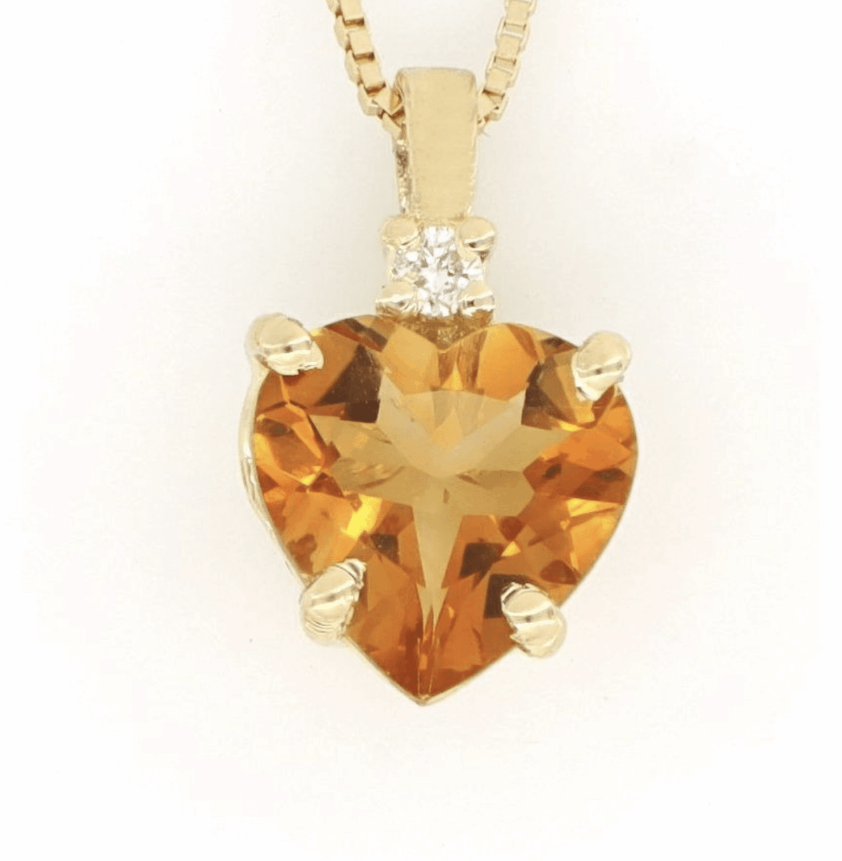 Collier en Or 18 Carats, Citrine Cœur et Diamant Naturel – Image 5