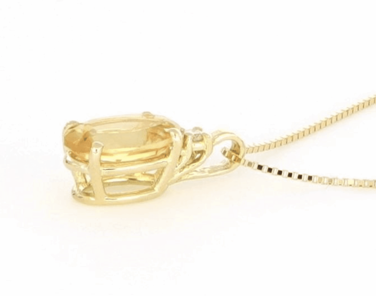 Collier en Or 18 Carats, Citrine Ovale et Diamant Naturel – Image 3