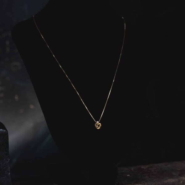 Collier en Or 18 Carats, Citrine Cœur et Diamant Naturel