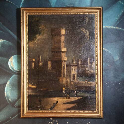 Vue sur la tour d’un port animé