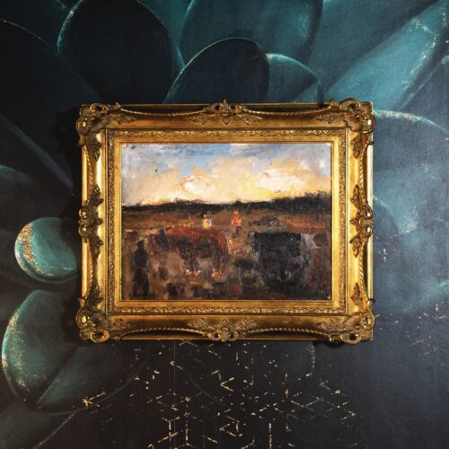 Boer met paard en kar / Fermier avec cheval et charrette