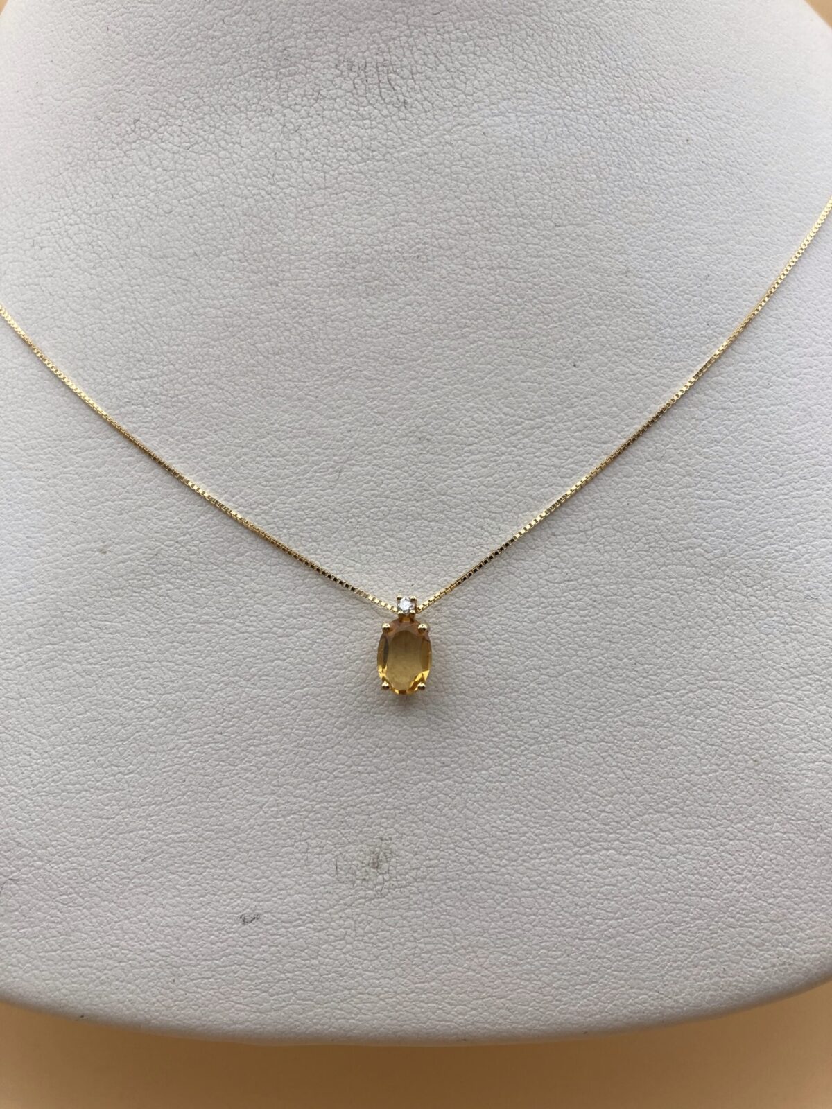 Collier en Or 18 Carats, Citrine Ovale et Diamant Naturel – Image 2