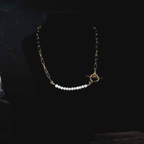 Collier Chaîne & Perles de Culture en Plaqué Or 18 Carats