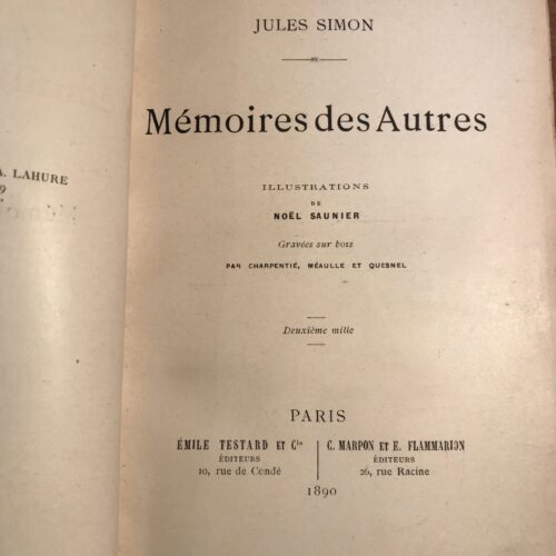Jules Simon – Mémoires des autres (1890)