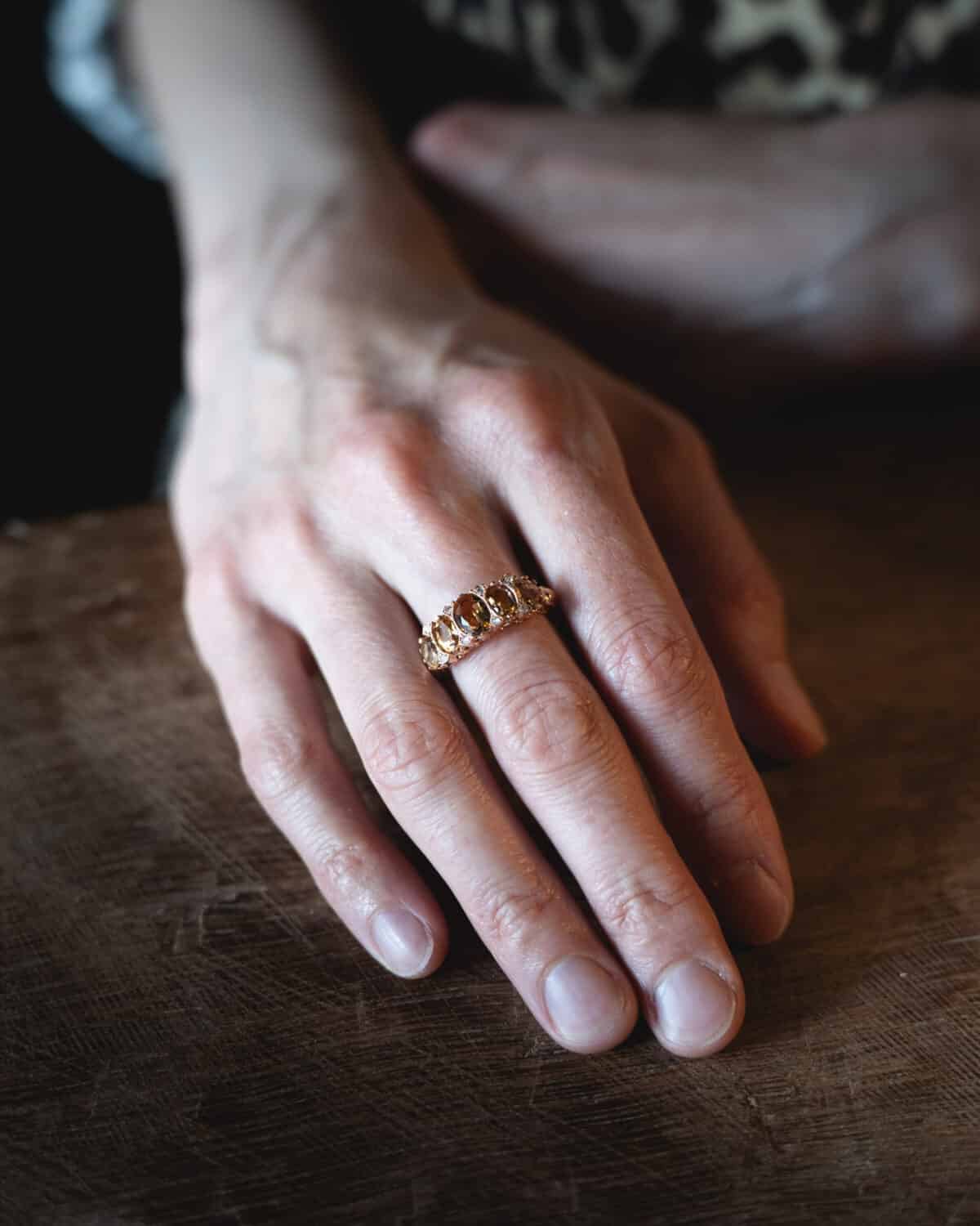 Bague en or rose – Citrines et diamants – Image 3