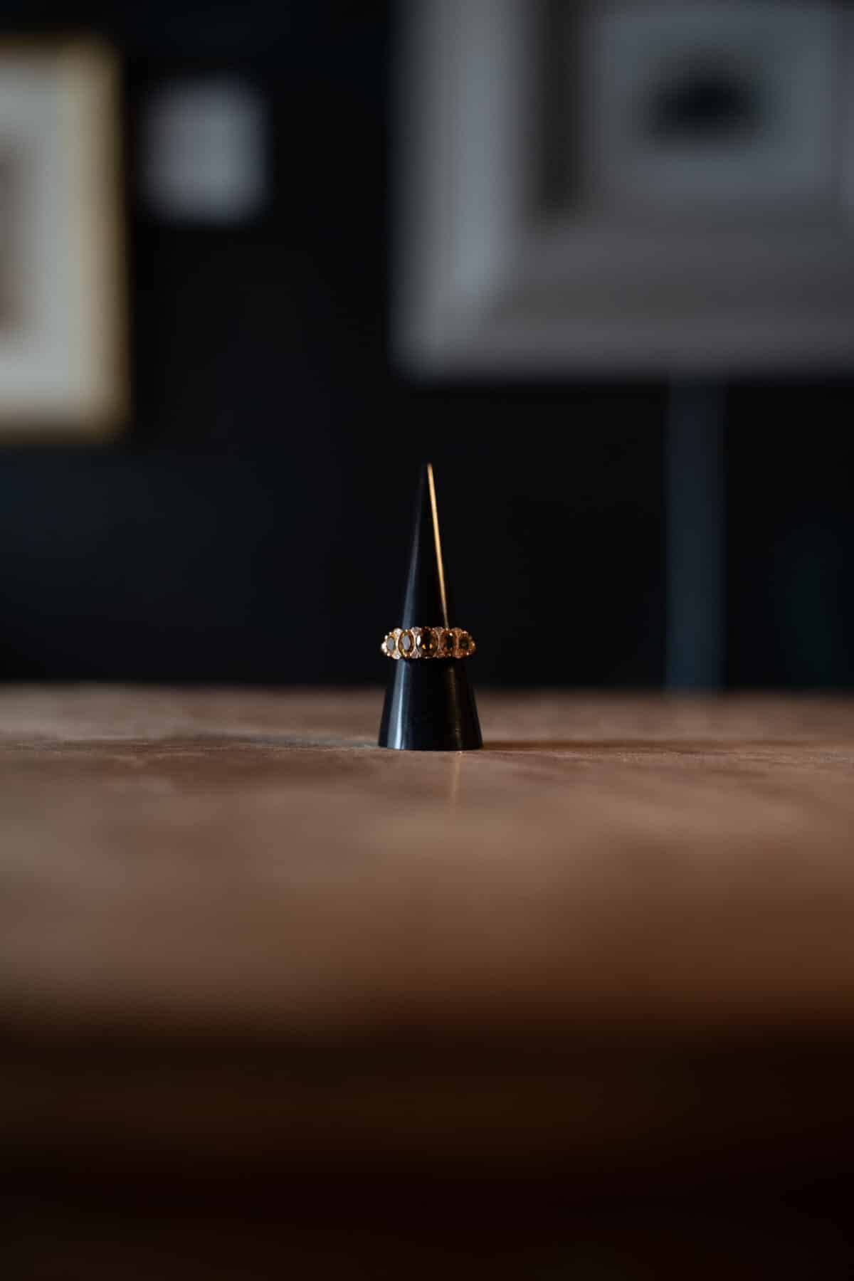 Bague en or rose – Citrines et diamants