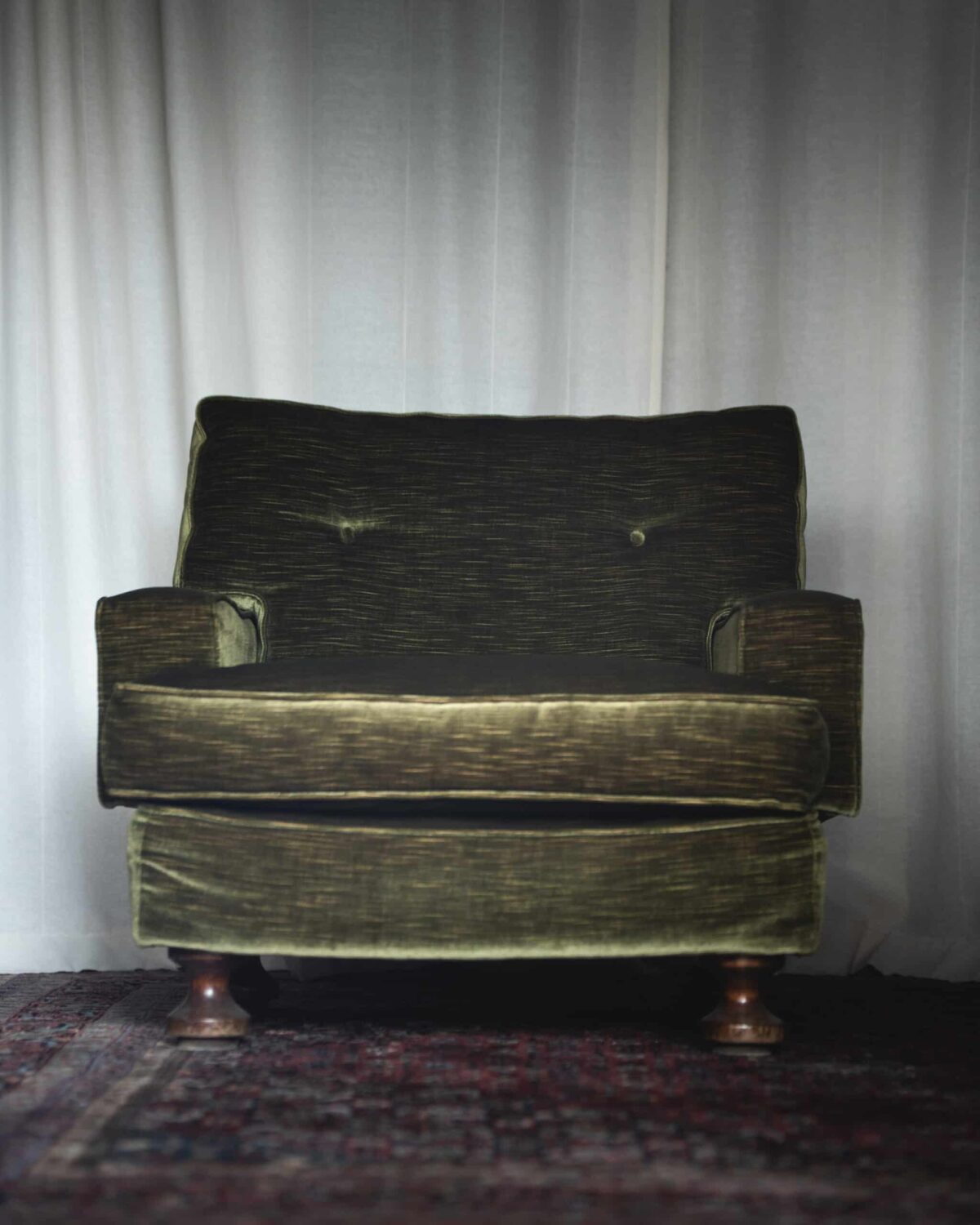 Fauteuil vintage italien en velours vert – Années 70 – Image 4
