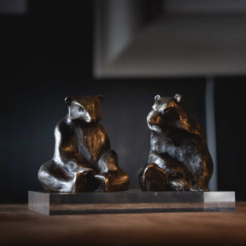 Couple d'ours en bronze patiné – Années 1930