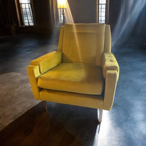 Fauteuil en velours jaune – Années 1970