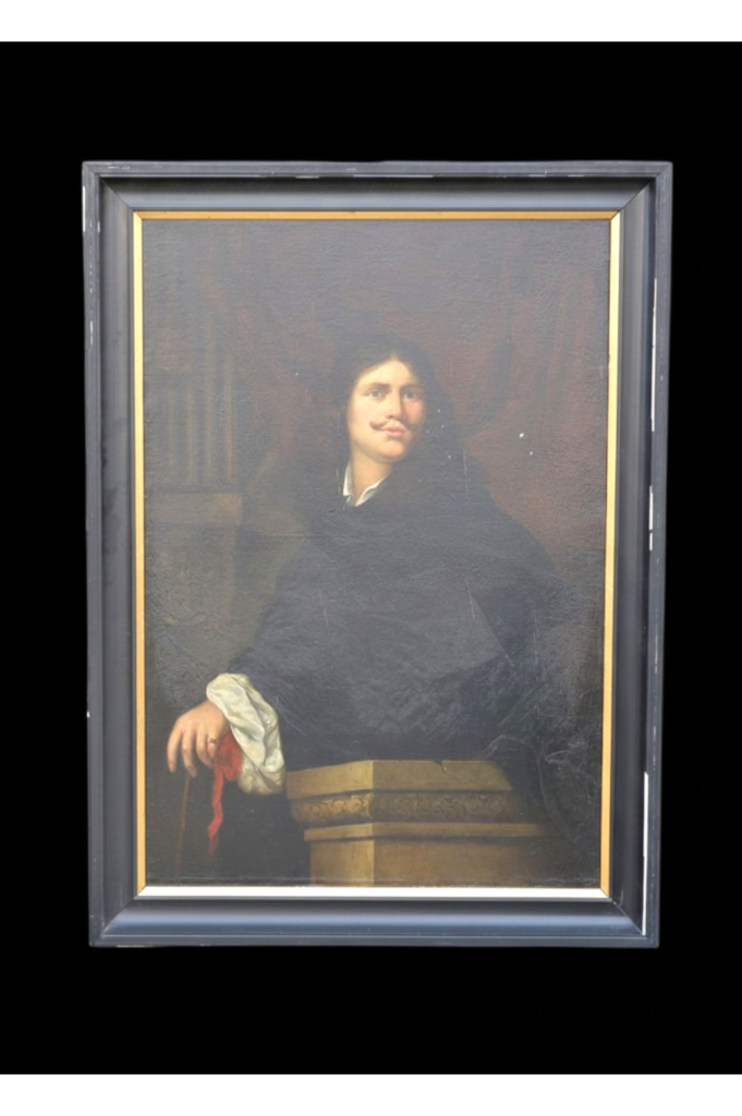 Grand portrait d'homme dans le goût de Philippe de Champaigne – Huile sur toile, XIXᵉ siècle