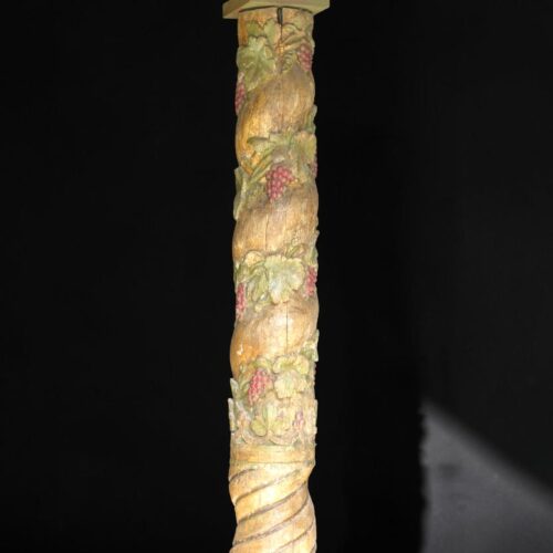 Importante colonne à pampres de vigne polychrome - Bourgogne, XVIe siècle (attribuée)