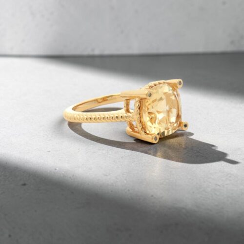 Bagues 5 Bague en Argent 925 Doré, Citrine Champagne Naturelle et Topazes Blanches Taille 55