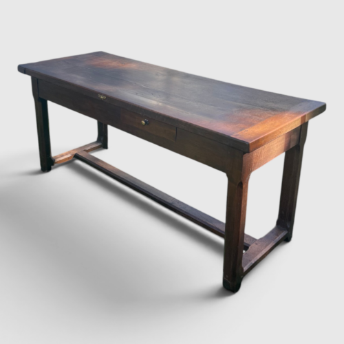 Table de ferme en chêne massif à entretoise – XIXe siècle