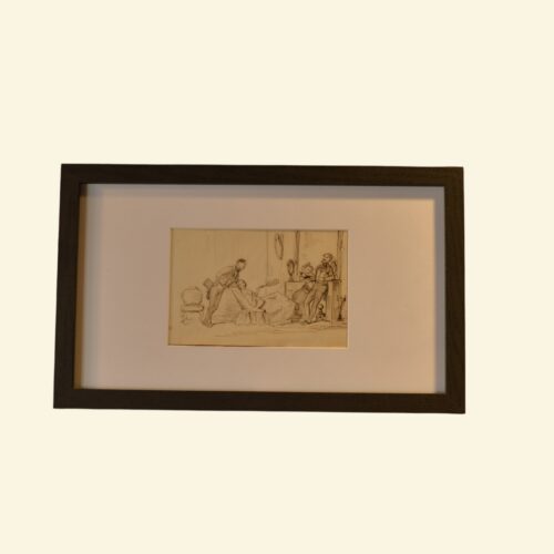 Dessin anonyme XIXe - France, Second Empire / Au salon