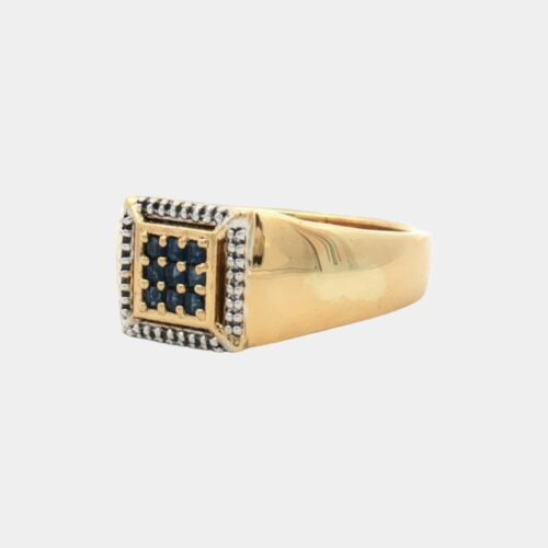 Bague en argent 925 doré, saphirs et topazes